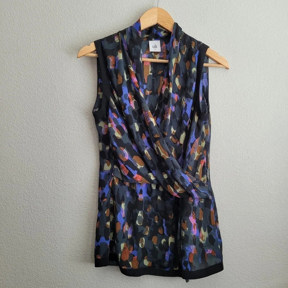 Cabi Women's Flaunt V-neck Sleeveless Tank Top Size S Multicolor Draped - Picture 2 of 7